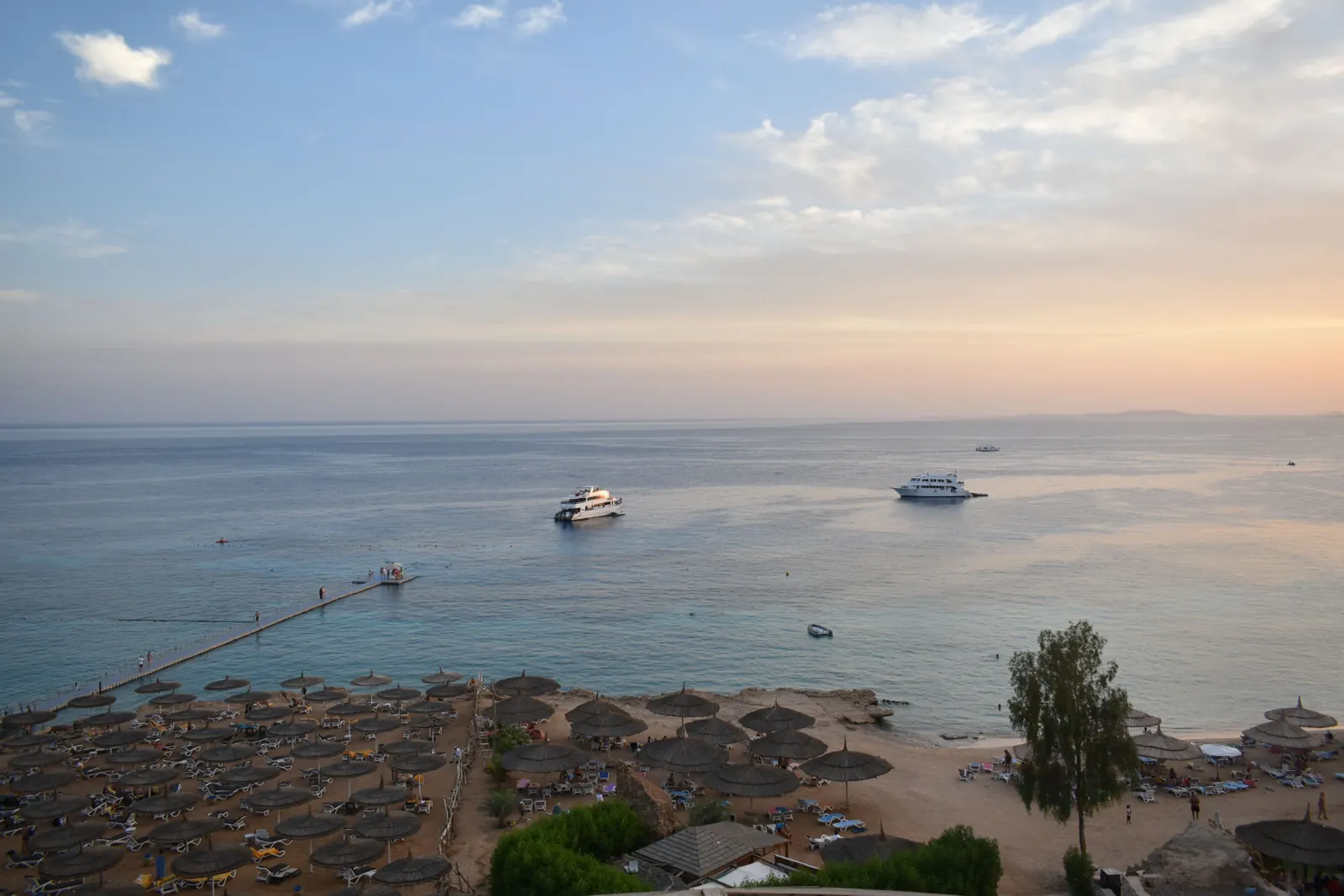 Sharm El Sheikh beach and sea at sunset