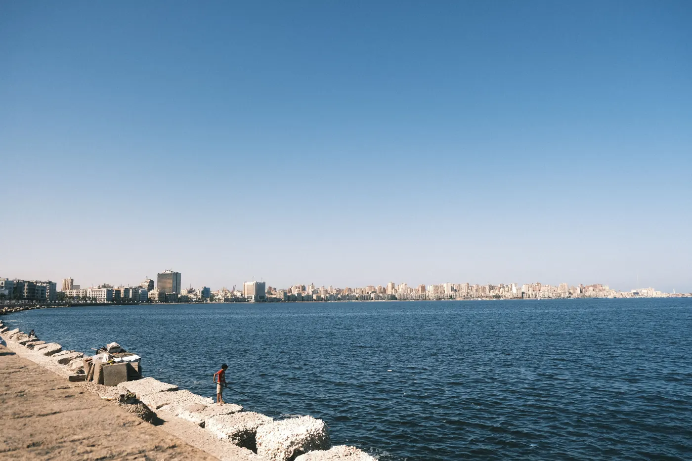The Alexandria seafront on the Mediterranean
