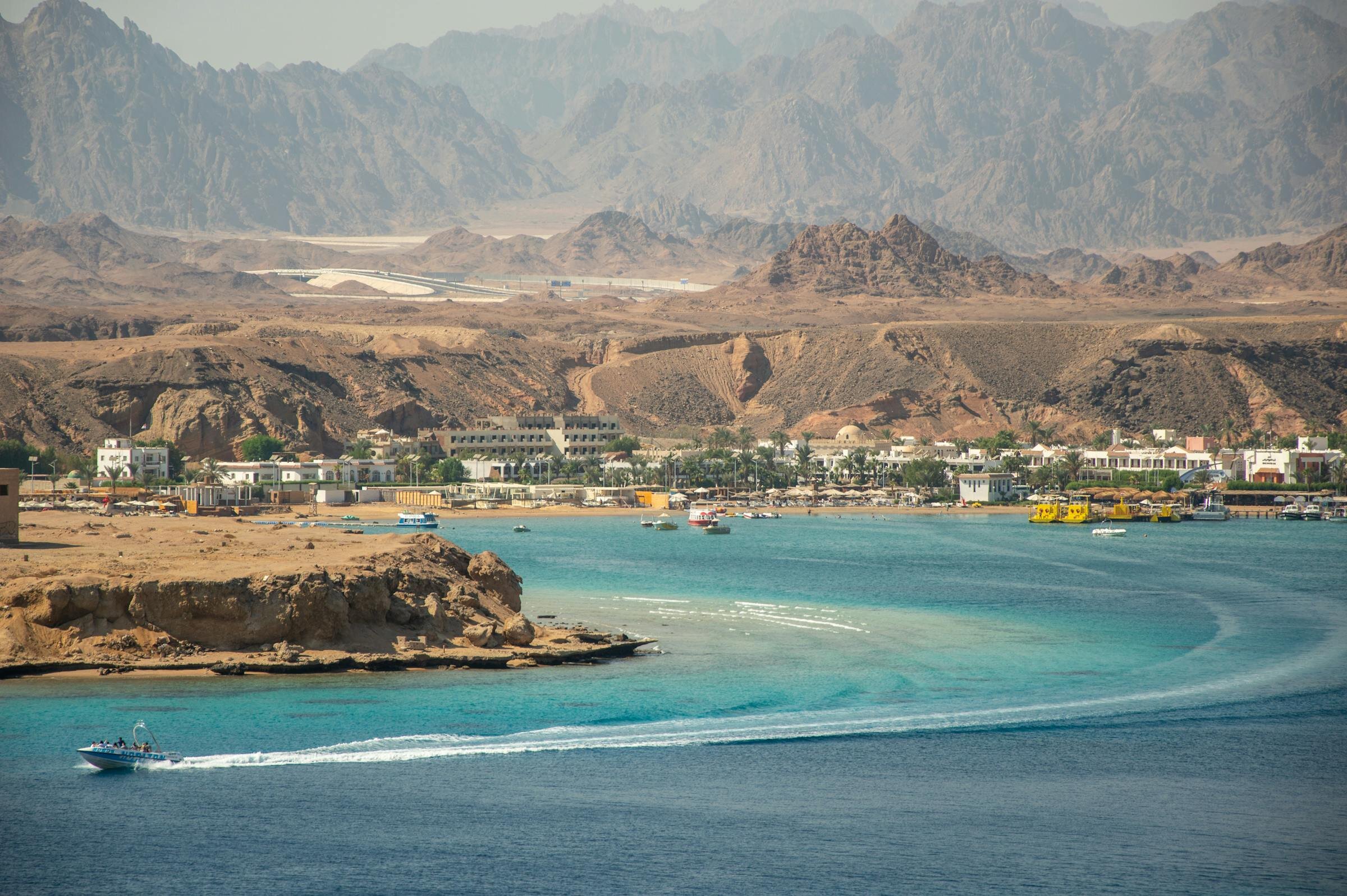 Red Sea bay framed by Sinai mountains, Sharm El Sheikh
